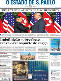 Capa do jornal Estadão 12/06/2018