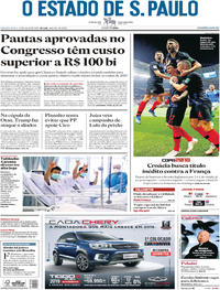 Capa do jornal Estadão 12/07/2018