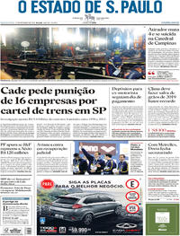 Capa do jornal Estadão 12/12/2018