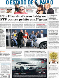 Capa do jornal Estadão 13/04/2018