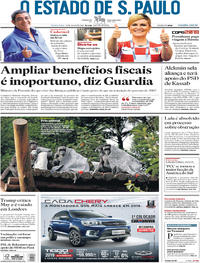 Capa do jornal Estadão 13/07/2018