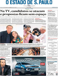 Capa do jornal Estadão 13/10/2018