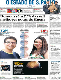 Capa do jornal Estadão 14/01/2018