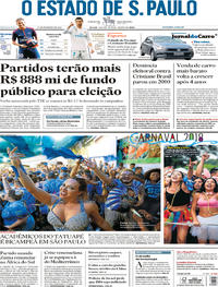 Capa do jornal Estadão 14/02/2018