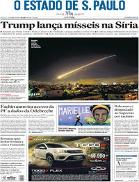 Capa do jornal Estadão 14/04/2018