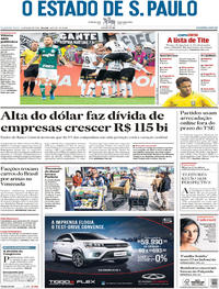 Capa do jornal Estadão 14/05/2018
