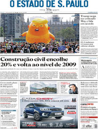Capa do jornal Estadão 14/07/2018