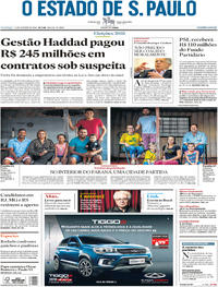 Capa do jornal Estadão 14/10/2018