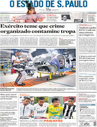 Capa do jornal Estadão 15/01/2018