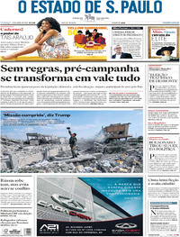 Capa do jornal Estadão 15/04/2018