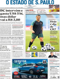 Capa do jornal Estadão 15/06/2018