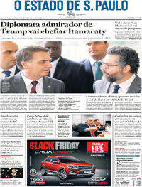 Capa do jornal Estadão 15/11/2018