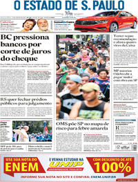 Capa do jornal Estadão 17/01/2018