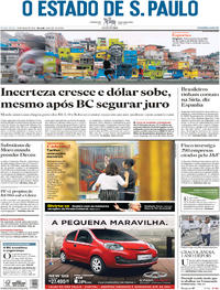 Capa do jornal Estadão 18/05/2018