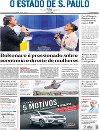 Capa do jornal Estadão 18/08/2018