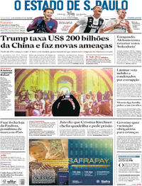 Capa do jornal Estadão 18/09/2018
