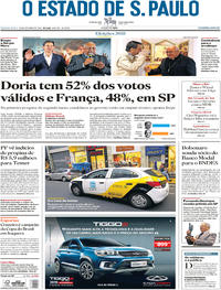 Capa do jornal Estadão 18/10/2018