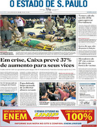 Capa do jornal Estadão 19/01/2018