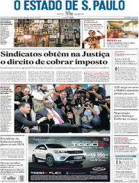 Capa do jornal Estadão 20/04/2018