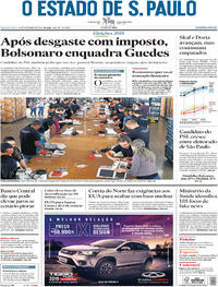 Capa do jornal Estadão 20/09/2018