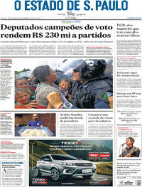 Capa do jornal Estadão 20/10/2018