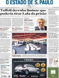 Capa do jornal Estadão 20/12/2018