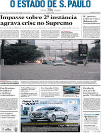 Capa do jornal Estadão 21/03/2018