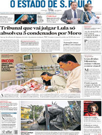 Capa do jornal Estadão 22/01/2018