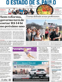 Capa do jornal Estadão 22/02/2018