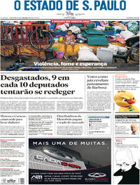 Capa do jornal Estadão 22/04/2018