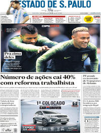 Capa do jornal Estadão 22/06/2018