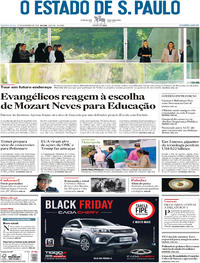Capa do jornal Estadão 22/11/2018