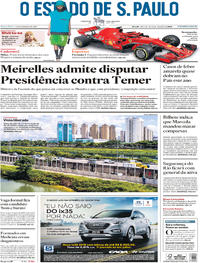 Capa do jornal Estadão 23/02/2018