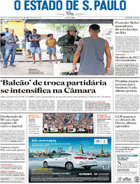 Capa do jornal Estadão 24/02/2018