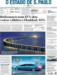 Capa do jornal Estadão 24/10/2018