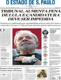 Capa do jornal Estadão 25/01/2018