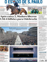 Capa do jornal Estadão 25/03/2018