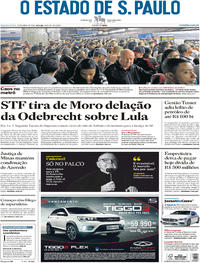 Capa do jornal Estadão 25/04/2018