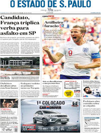 Capa do jornal Estadão 25/06/2018