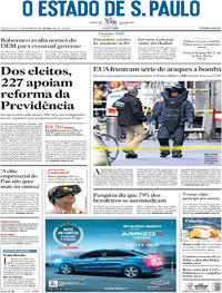 Capa do jornal Estadão 25/10/2018