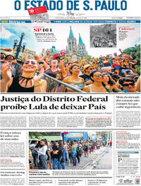 Capa do jornal Estadão 26/01/2018