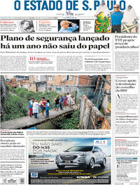 Capa do jornal Estadão 26/02/2018