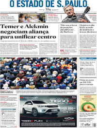 Capa do jornal Estadão 26/04/2018