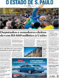 Capa do jornal Estadão 26/11/2018