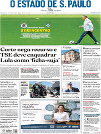 Capa do jornal Estadão 27/03/2018