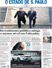 Capa do jornal Estadão 27/04/2018