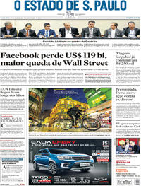 Capa do jornal Estadão 27/07/2018