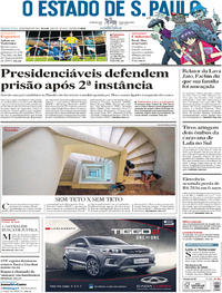 Capa do jornal Estadão 28/03/2018
