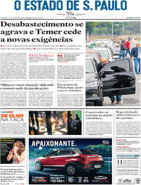 Capa do jornal Estadão 28/05/2018