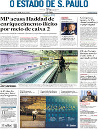 Capa do jornal Estadão 28/08/2018